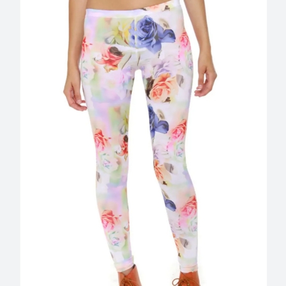 VOLCOM Hot Sunday floral print leggings size Lrg./14 EUC - Picture 7 of 7